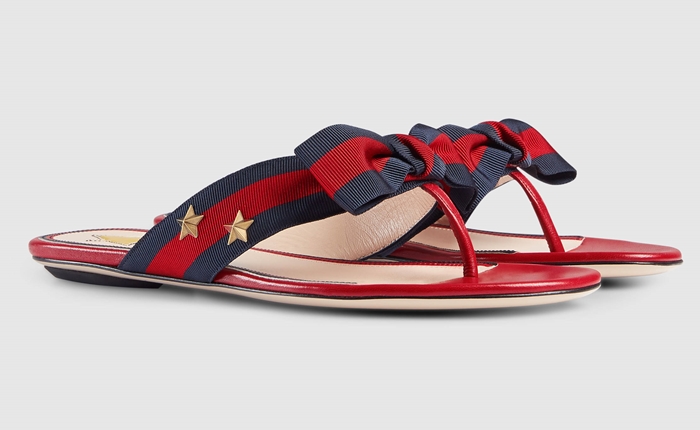 Gucci - Studded grosgrain web thong sandal $295