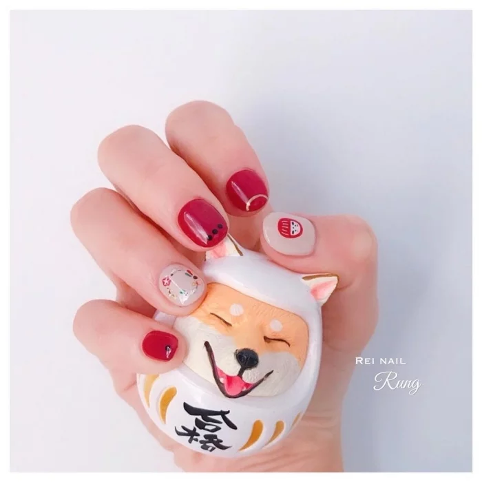 red tone nail for chinese new year (13)