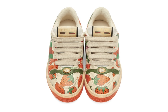 GUCCI Off-White Strawberry Screener Sneakers (2)