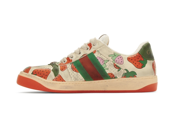 GUCCI Off-White Strawberry Screener Sneakers (4)