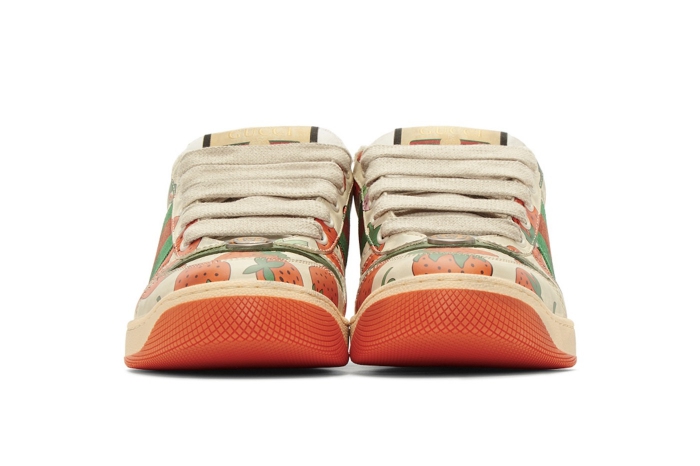 GUCCI Off-White Strawberry Screener Sneakers (5)